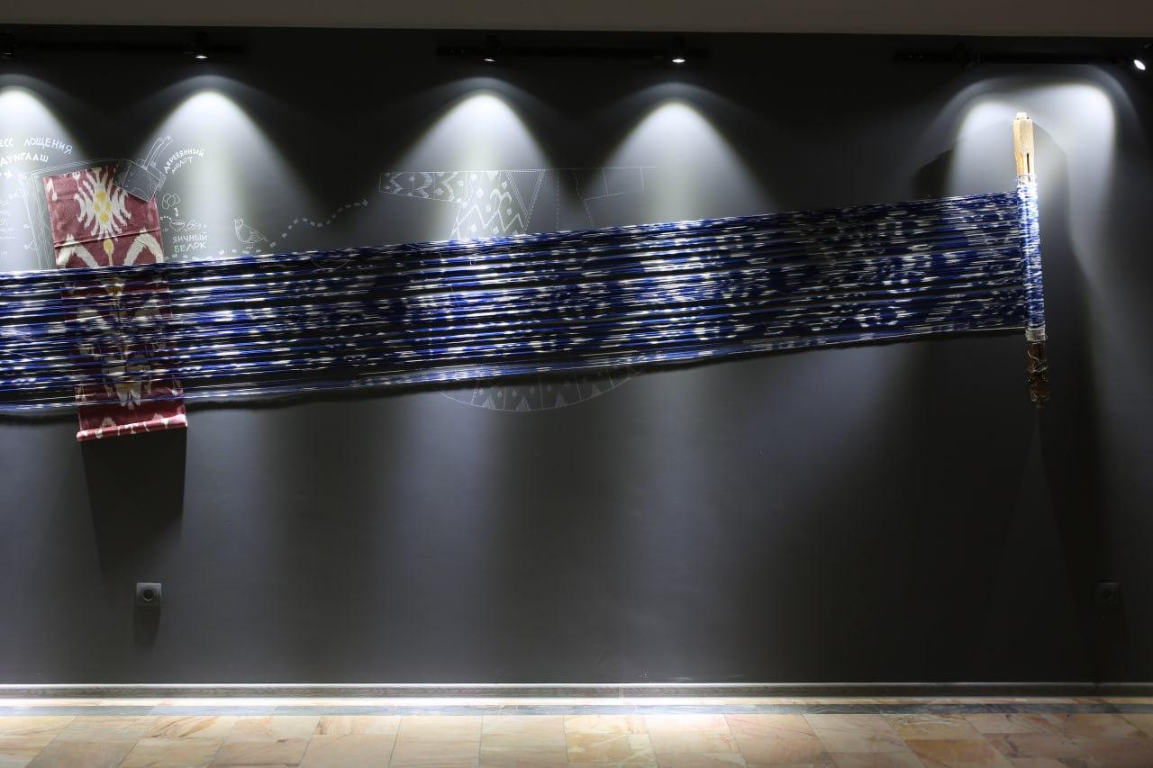 Ikat weaving process in Central Asia